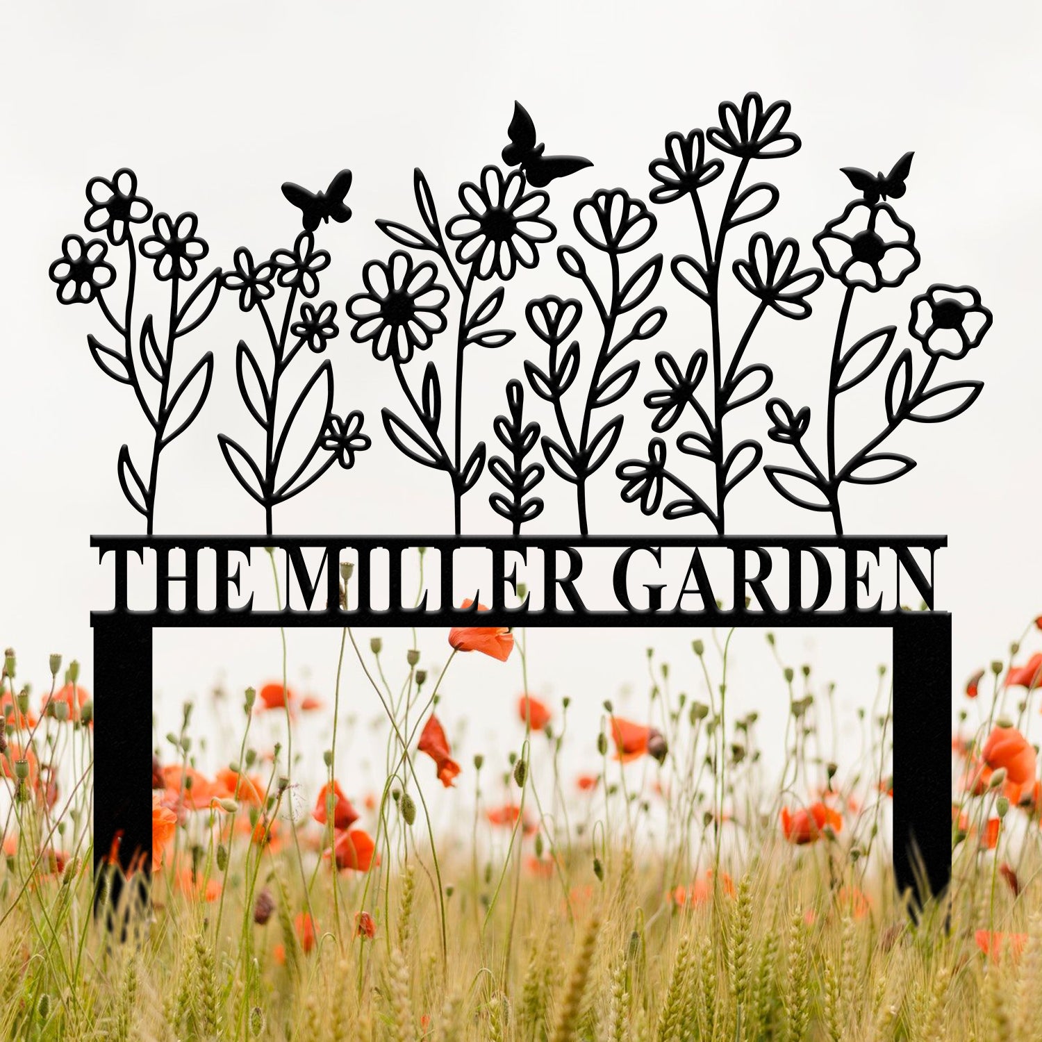 Personalized Garden Sign with Stake, Metal Flower Garden Sign, Custom Garden Stake, Family Garden Sign, Yard Decor, Gardener Gifts