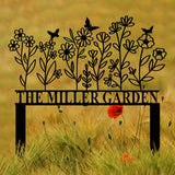 Personalized Garden Sign with Stake, Metal Flower Garden Sign, Custom Garden Stake, Family Garden Sign, Yard Decor, Gardener Gifts