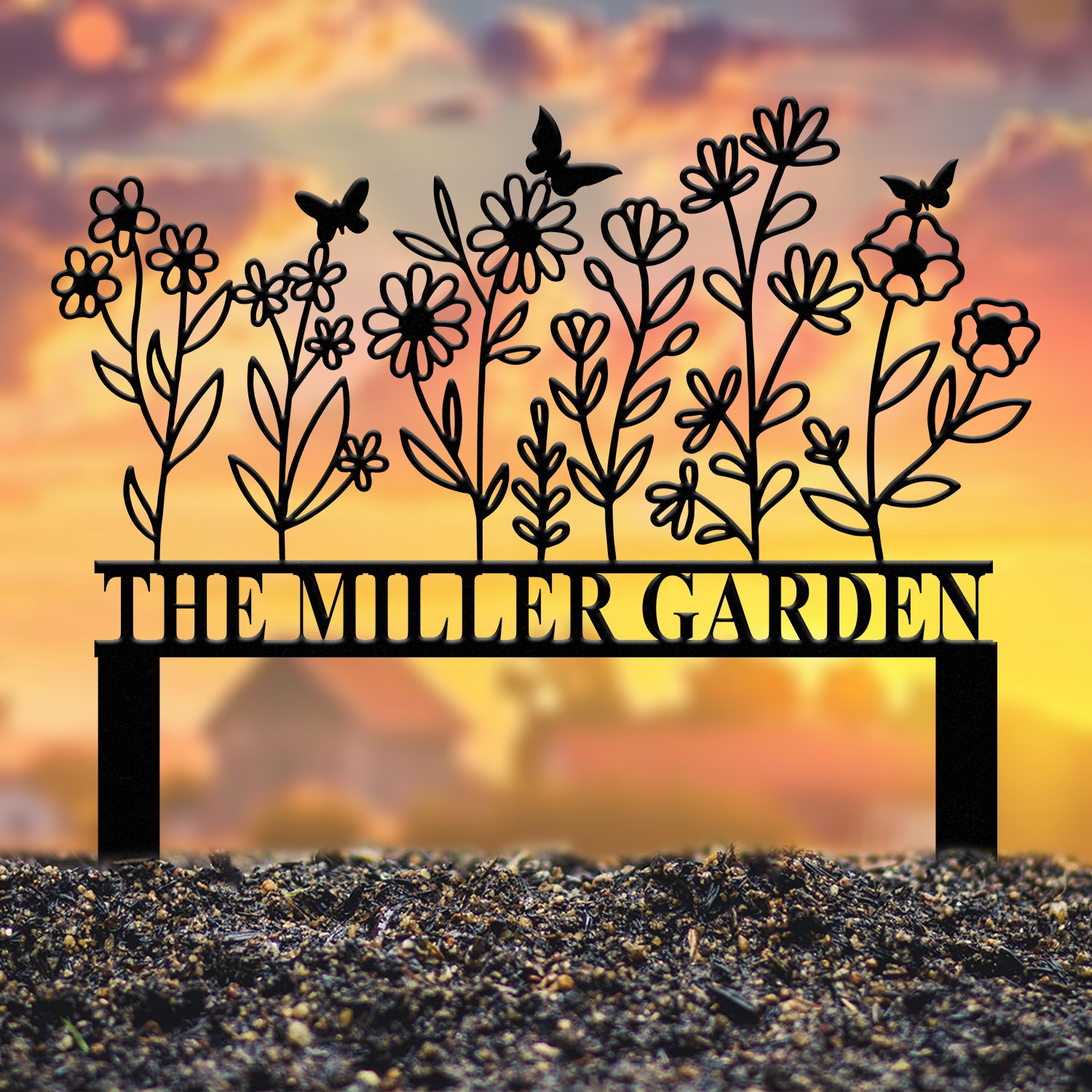 Personalized Garden Sign with Stake, Metal Flower Garden Sign, Custom Garden Stake, Family Garden Sign, Yard Decor, Gardener Gifts