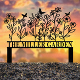 Personalized Garden Sign with Stake, Metal Flower Garden Sign, Custom Garden Stake, Family Garden Sign, Yard Decor, Gardener Gifts