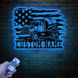 Personalized Concrete Mixer Metal Sign with Led Light – Custom Cement Truck Wall Art – Construction Worker or Trucker Gift, Christmas Gifts