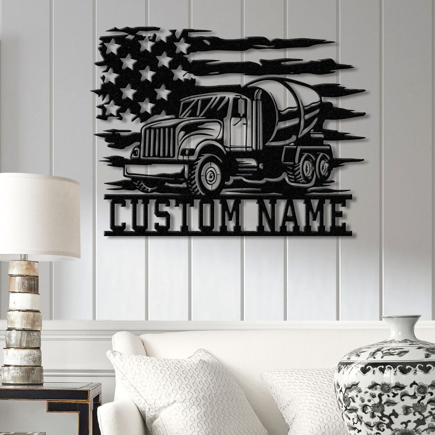 Personalized Concrete Mixer Metal Sign with Led Light – Custom Cement Truck Wall Art – Construction Worker or Trucker Gift, Christmas Gifts