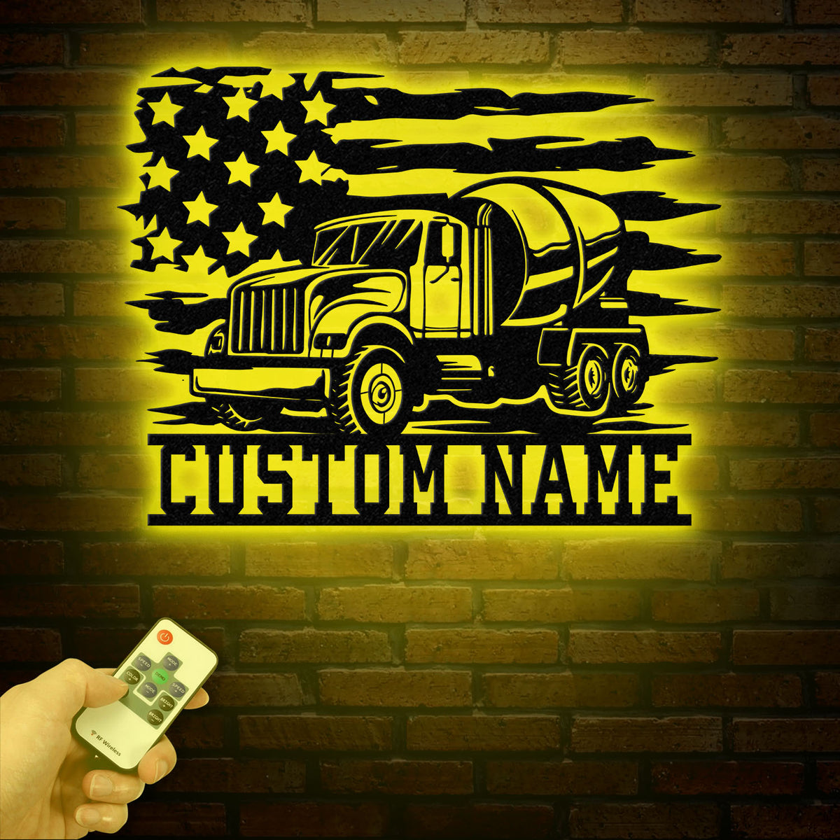 Personalized Concrete Mixer Metal Sign with Led Light – Custom Cement Truck Wall Art – Construction Worker or Trucker Gift, Christmas Gifts