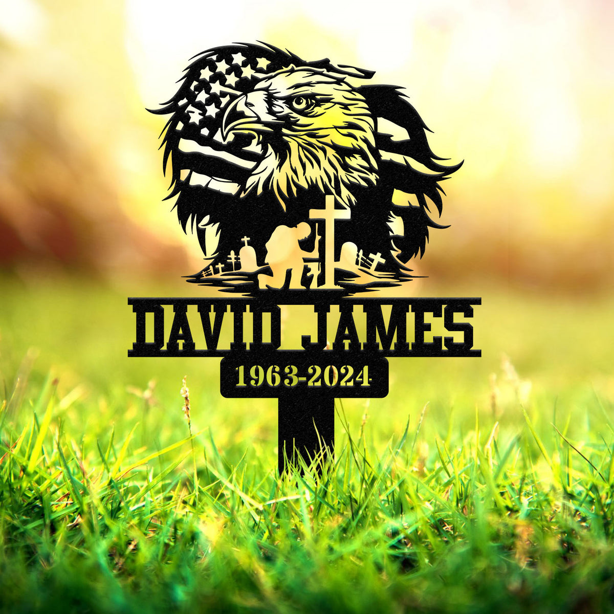 Custom Eagle Veteran Memorial Stake, Metal Stake, Outdoor Decor, In Loving Memory, Outdoor Stake, Sympathy Sign, Veteran Memory Sign