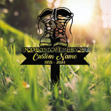 Custom Combat Boots Metal Memorial Stake, Personalized Veteran Army Grave Marker Name Sign, Military Remembrance Stake, Sympathy Gift