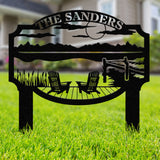 Outdoor Metal Sign with Lake Scene, Forest Lake Sign, Custom Lake House Name Sign, Camping Metal sign, Custom Name Sign, Front Porch Decor