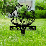 Custom Hummingbird Metal Garden Stake, Bird with Stakes Garden Sign, Personalized Garden Name Sign, Gardener Gift, Outdoor Decor