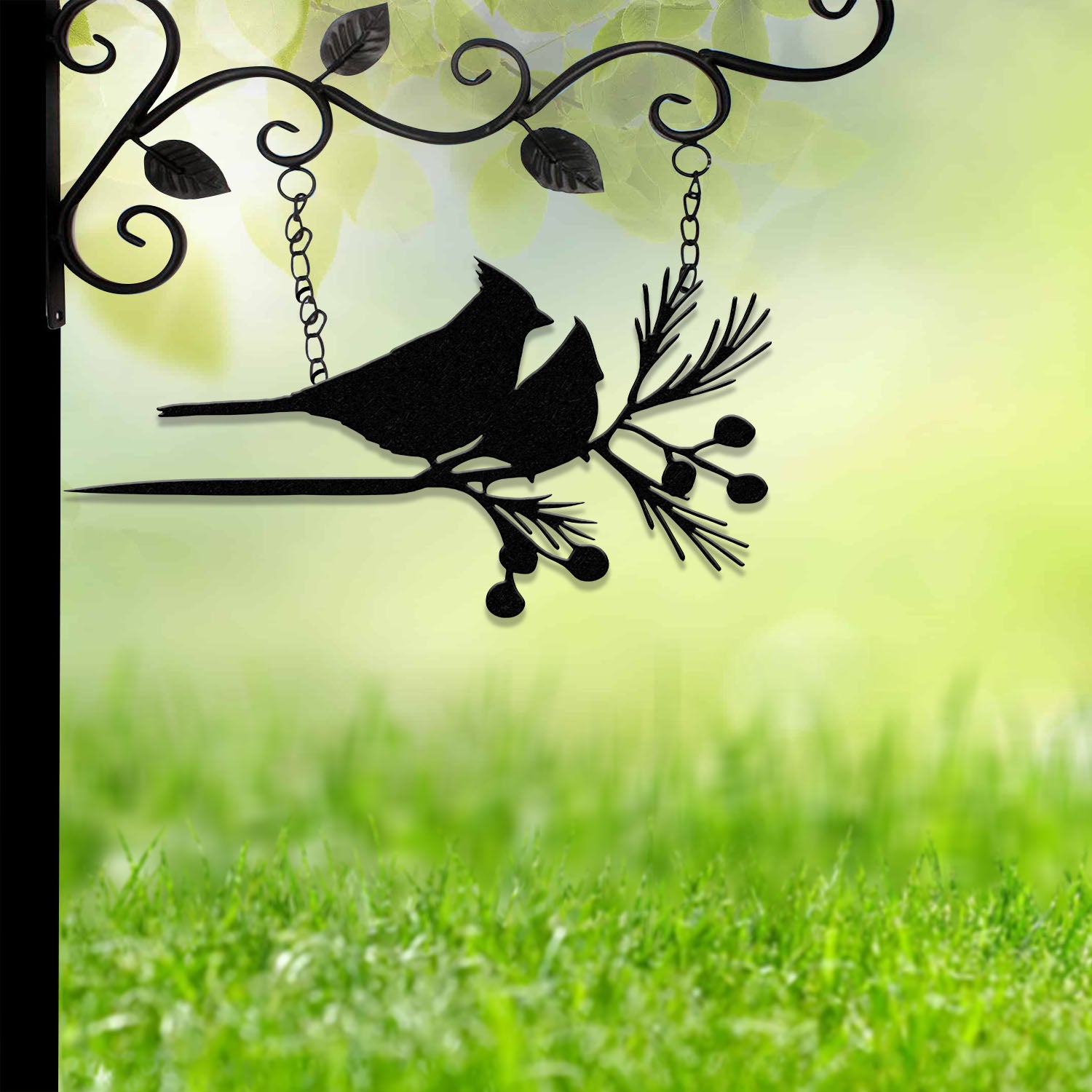 Cardinals Metal Bird Yard Garden Art, Metal Yard Art, Tree sign, Memorial Sign, Bird Lover Gifts, Patio Decor, Christmas Gifts