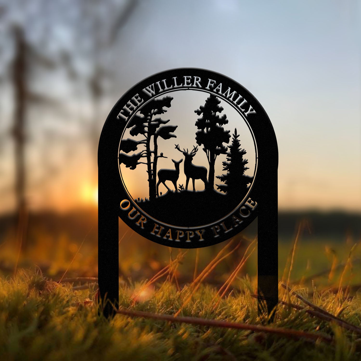Personalized Custom Metal Deer Sign Stake, Custom Metal Name Signs, Metal Camping Sign, Last Name Signs, Cabin Sign, Gift For Dad