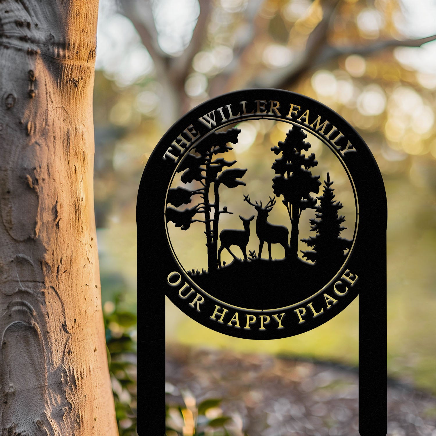 Personalized Custom Metal Deer Sign Stake, Custom Metal Name Signs, Metal Camping Sign, Last Name Signs, Cabin Sign, Gift For Dad