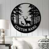 Personalized Deer Metal Cabin Sign with Led Lights, Custom Deer Forest Metal Sign, Last Name Sign, Deer Sign, Cabin Sign, Gift for Dad