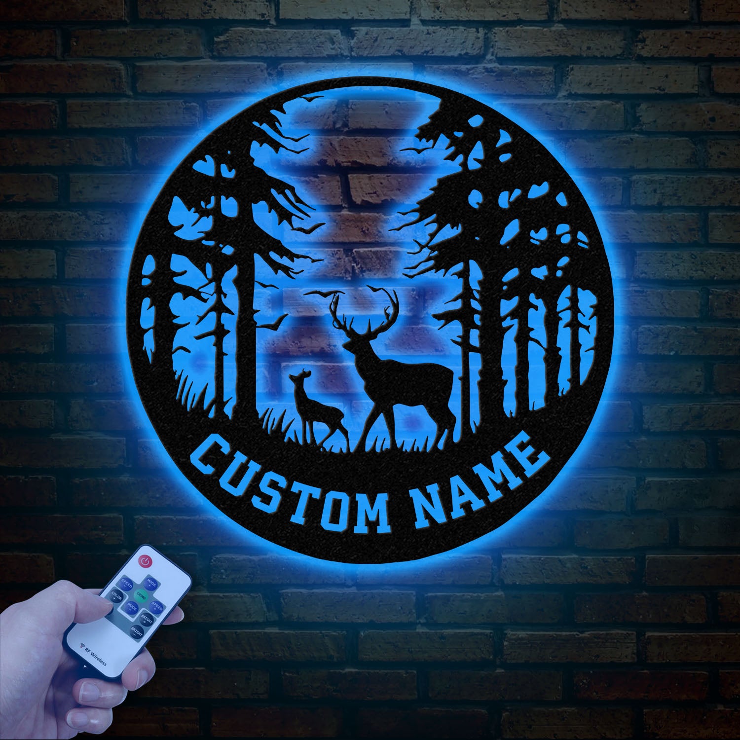 Personalized Deer Metal Cabin Sign with Led Lights, Custom Deer Forest Metal Sign, Last Name Sign, Deer Sign, Cabin Sign, Gift for Dad