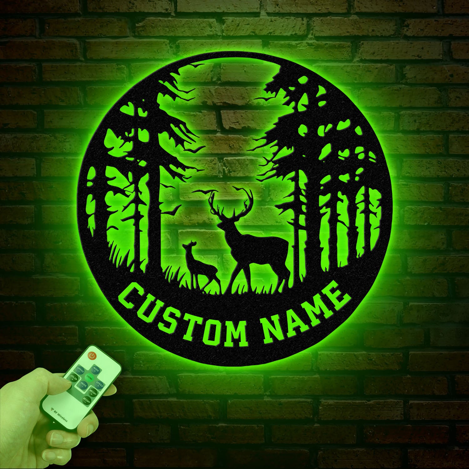Personalized Deer Metal Cabin Sign with Led Lights, Custom Deer Forest Metal Sign, Last Name Sign, Deer Sign, Cabin Sign, Gift for Dad