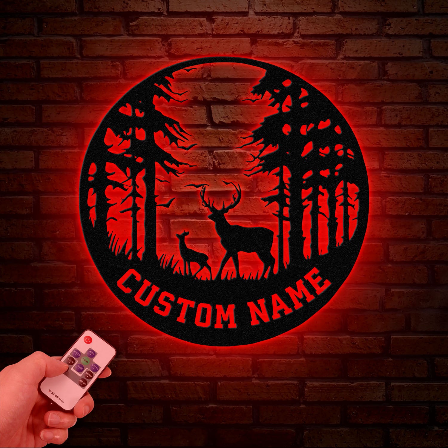 Personalized Deer Metal Cabin Sign with Led Lights, Custom Deer Forest Metal Sign, Last Name Sign, Deer Sign, Cabin Sign, Gift for Dad