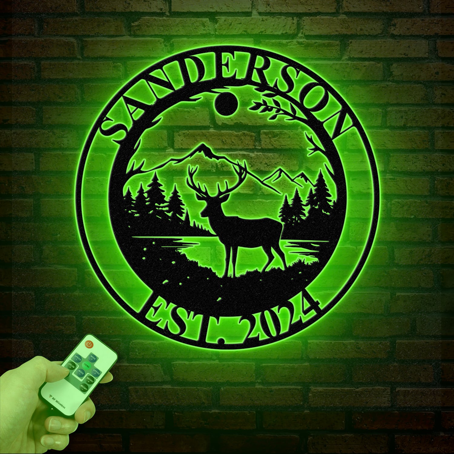 Personalized Deer Metal Cabin Sign with Led Lights, Custom Deer Forest Metal Sign, Last Name Sign, Deer Sign, Cabin Sign, Gift for Dad