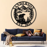 Personalized Bear On Cliff Metal Sign, Mountain Decor Personalized Metal Bear Sign, Cabin Decor, Outdoor Bear Decor, Rustic Cabin Bear Sign