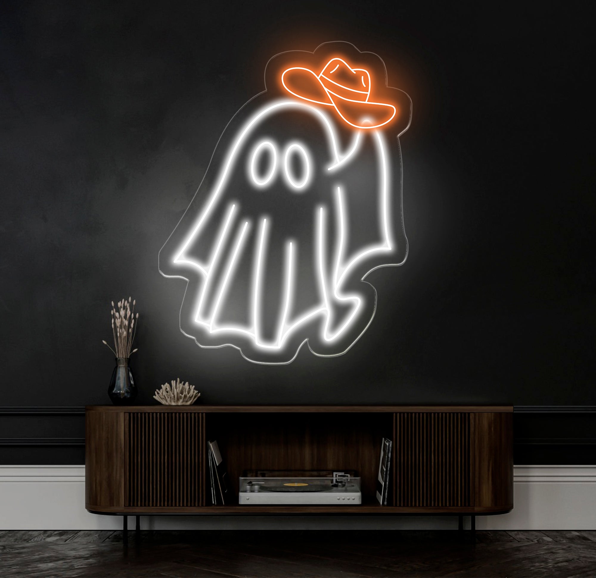 Cowboy Ghost Neon Sign - Custom Halloween LED Decor, Western Cowboy Party Neon Light, Ghost Wall Art, Unique Bar Decor, Cowboy Spirit Sign