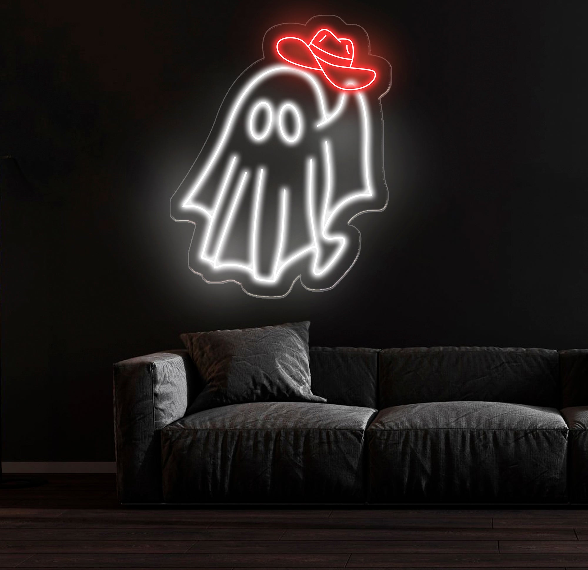 Cowboy Ghost Neon Sign - Custom Halloween LED Decor, Western Cowboy Party Neon Light, Ghost Wall Art, Unique Bar Decor, Cowboy Spirit Sign