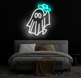 Cowboy Ghost Neon Sign - Custom Halloween LED Decor, Western Cowboy Party Neon Light, Ghost Wall Art, Unique Bar Decor, Cowboy Spirit Sign