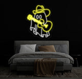 Cowboy Ghost Playing Guitar Neon Sign, Spooky Western LED Light, Ghost Music Neon Art, Custom Cowboy Ghost for Bar, Game Room Decor