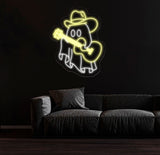 Cowboy Ghost Playing Guitar Neon Sign, Spooky Western LED Light, Ghost Music Neon Art, Custom Cowboy Ghost for Bar, Game Room Decor