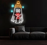 Christmas Ghost Neon Sign - Custom Holiday LED Light, Winter Ghost Decor with Gift, Festive Wall Art, Christmas Party Decoration, Unique Neon Gift