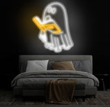 Bookworm Ghost Neon Sign, Cute Reading Ghost LED Light, Custom Reading Neon Sign for Book Lovers, Ghost Neon Light for Bedroom & Study Decor