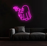 Bubbly Ghost Neon Sign, Halloween Ghost LED Light, Fun Ghost Bar Decor, Custom Neon Wall Art, Ghost Party Wall Decor, Unique Kids Room Sign