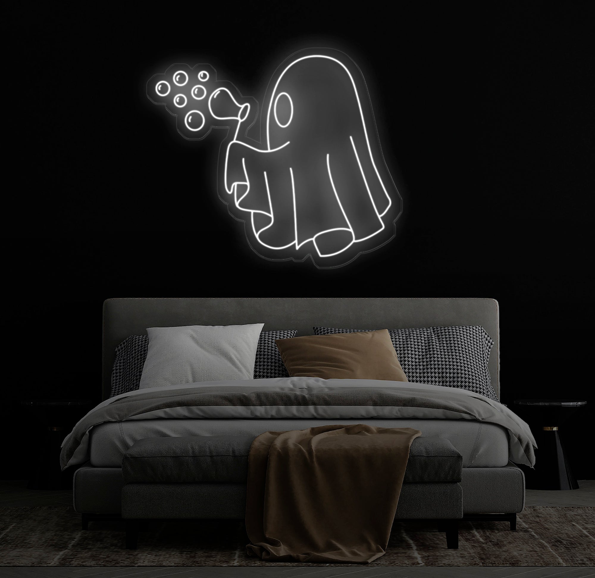 Bubbly Ghost Neon Sign, Halloween Ghost LED Light, Fun Ghost Bar Decor, Custom Neon Wall Art, Ghost Party Wall Decor, Unique Kids Room Sign