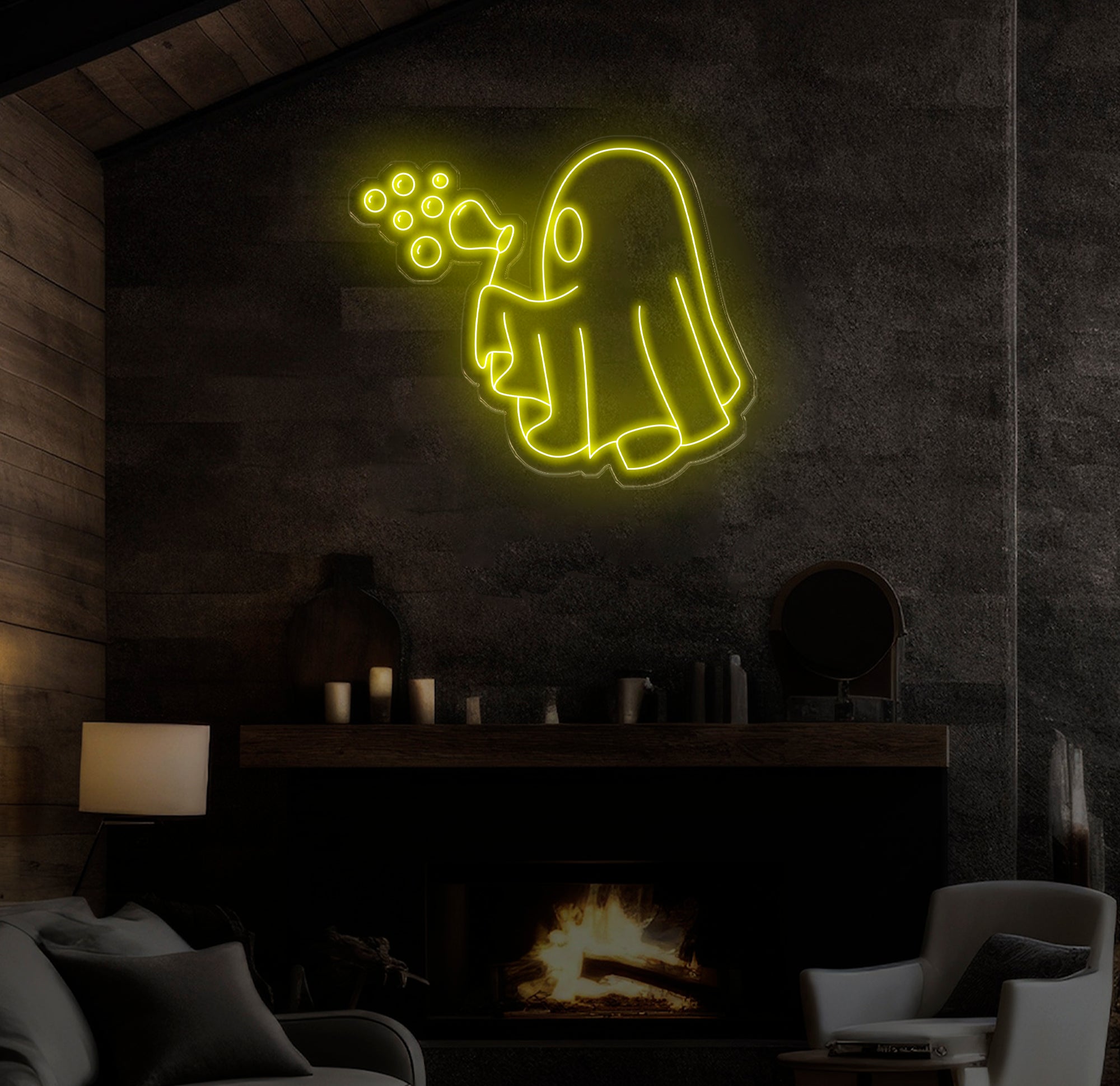 Bubbly Ghost Neon Sign, Halloween Ghost LED Light, Fun Ghost Bar Decor, Custom Neon Wall Art, Ghost Party Wall Decor, Unique Kids Room Sign