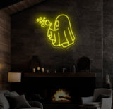 Bubbly Ghost Neon Sign, Halloween Ghost LED Light, Fun Ghost Bar Decor, Custom Neon Wall Art, Ghost Party Wall Decor, Unique Kids Room Sign