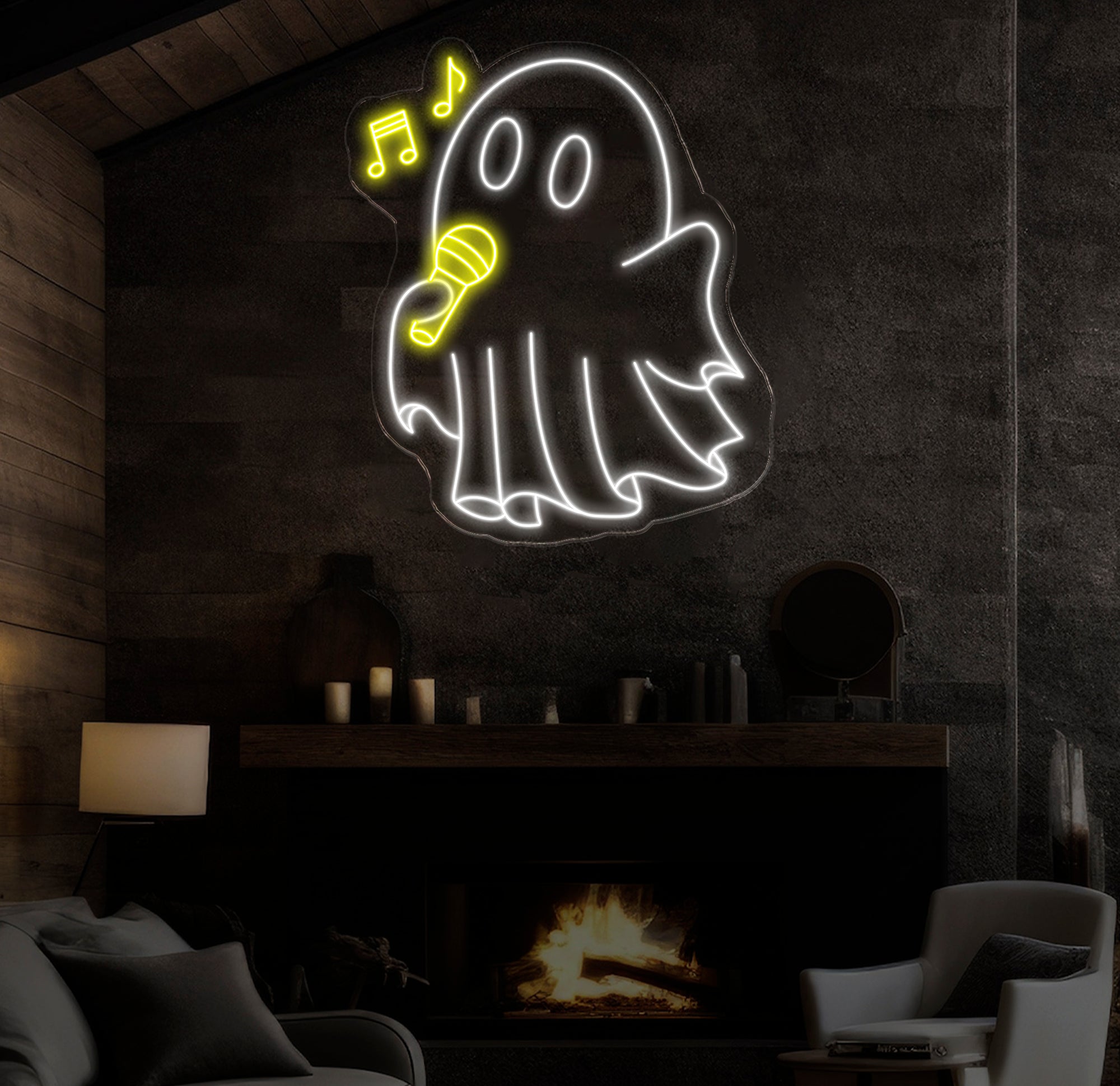 Singing Ghost Neon Sign, Karaoke Ghost LED Light, Fun Halloween Decor, Custom Ghost Neon Wall Art, Kids Room Decor, Party Wall Neon