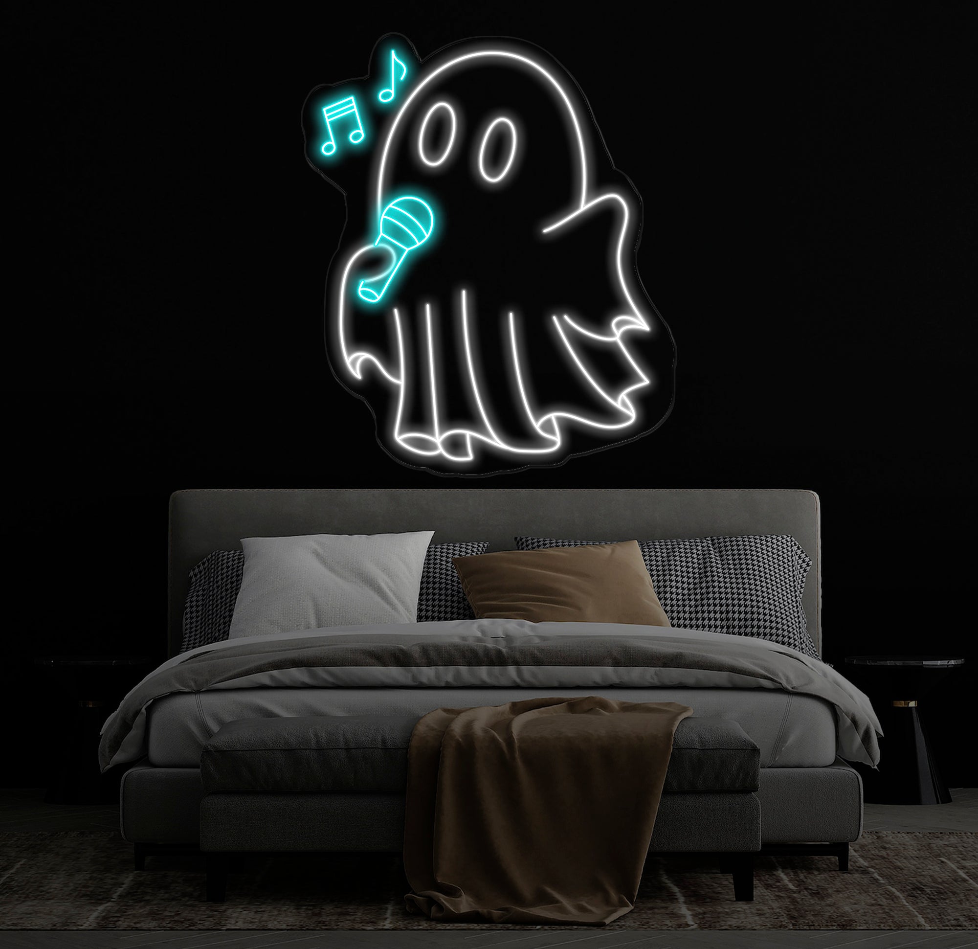 Singing Ghost Neon Sign, Karaoke Ghost LED Light, Fun Halloween Decor, Custom Ghost Neon Wall Art, Kids Room Decor, Party Wall Neon