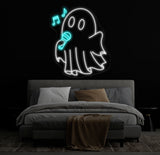 Singing Ghost Neon Sign, Karaoke Ghost LED Light, Fun Halloween Decor, Custom Ghost Neon Wall Art, Kids Room Decor, Party Wall Neon