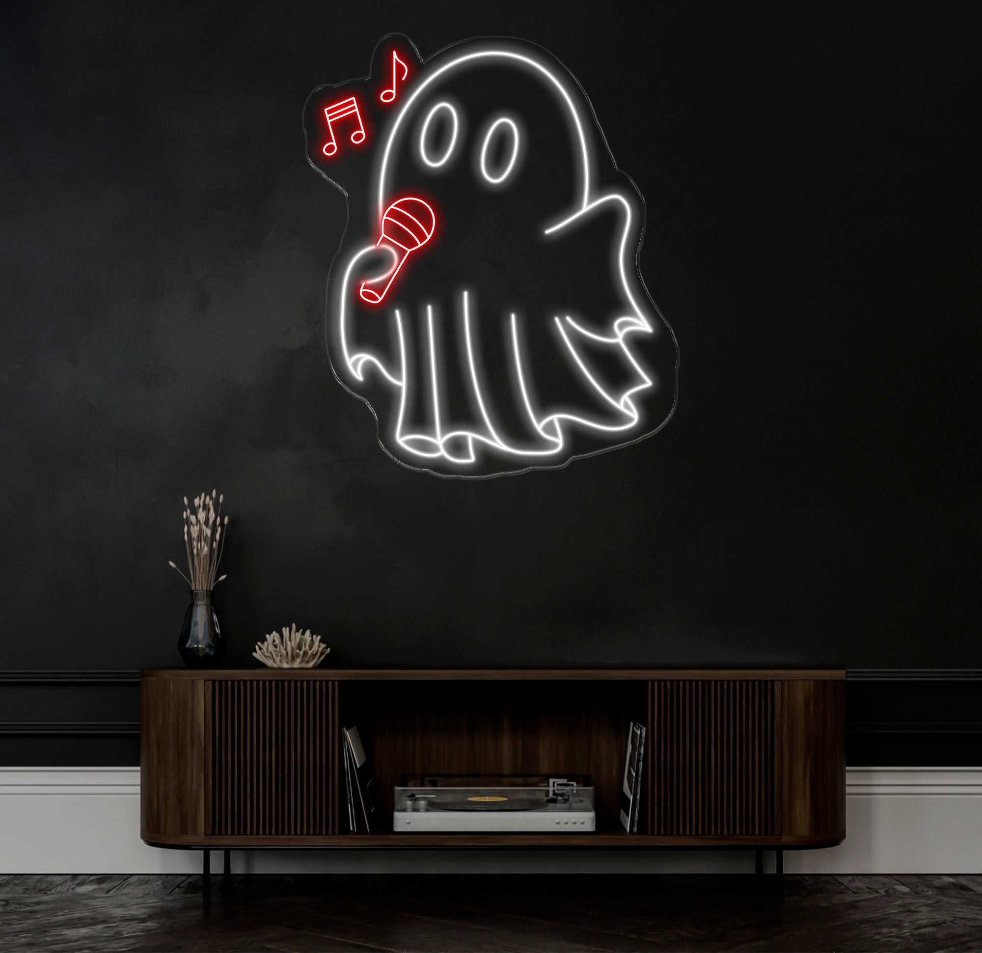 Singing Ghost Neon Sign, Karaoke Ghost LED Light, Fun Halloween Decor, Custom Ghost Neon Wall Art, Kids Room Decor, Party Wall Neon