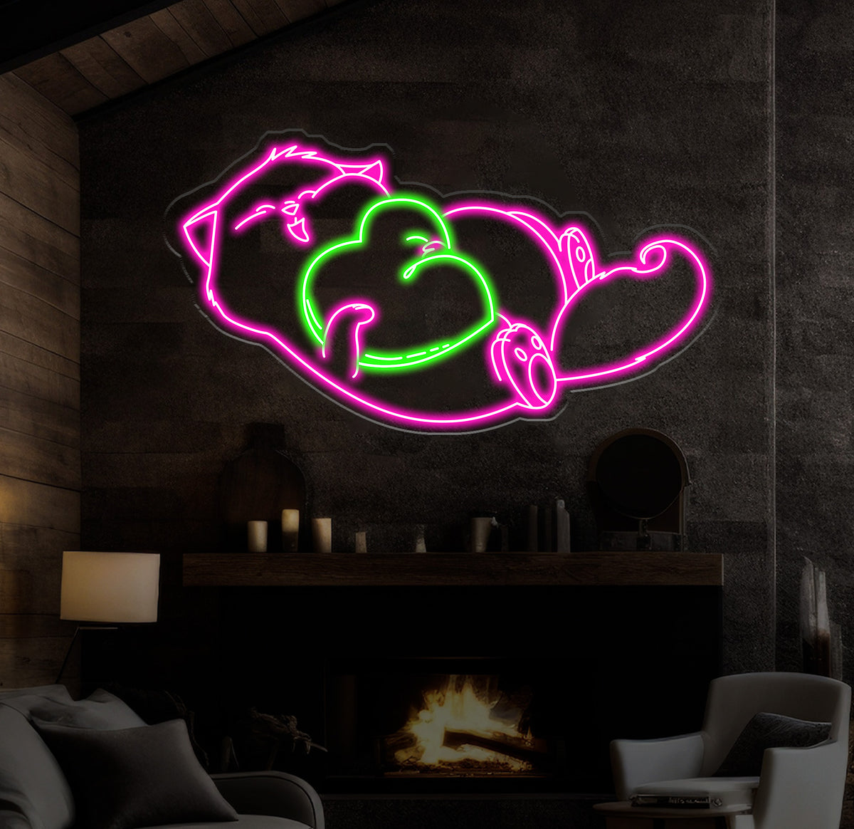 Adorable Cat Neon Sign - Custom Kitty LED Sign with Heart, Cozy Pet Room Decor, Cute Cat Lover Gift, Bedroom Wall Art Neon Light