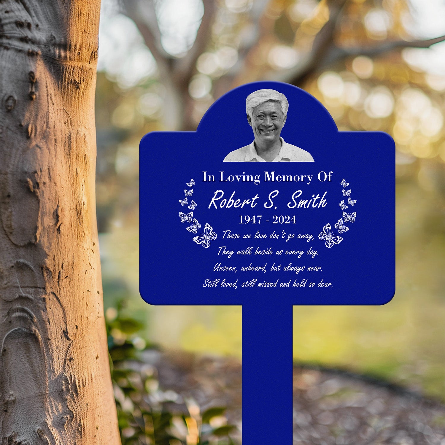 Personalized Photo Grave Marker - Temporary Outdoor Memorial Plaque, Sympathy & Remembrance Sign, Custom Grave Plaque for Loved Ones