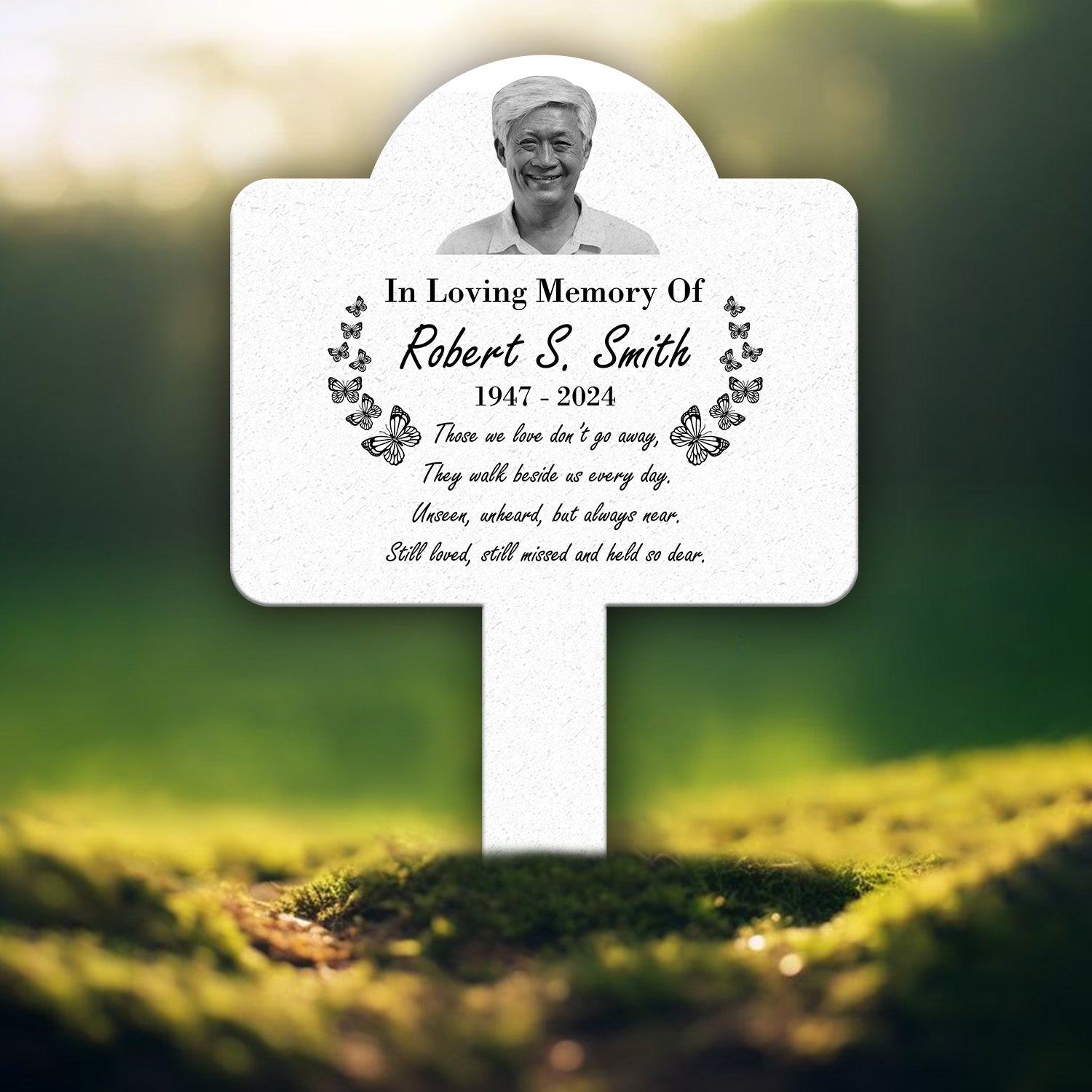 Personalized Photo Grave Marker - Temporary Outdoor Memorial Plaque, Sympathy & Remembrance Sign, Custom Grave Plaque for Loved Ones