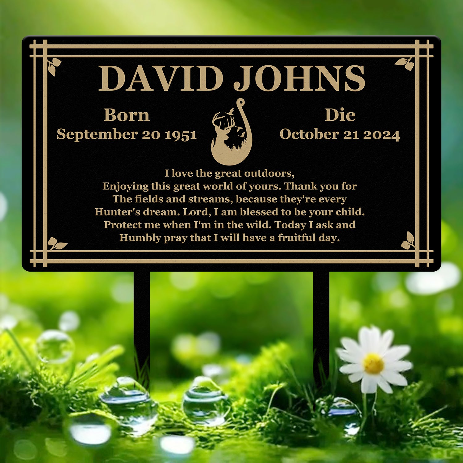 Custom Hunting Memorial Stake - Cemetery Grave Marker, Fishing Memorial Stake, In Memory of Hunter or Fisher, Sympathy Gift for Dad