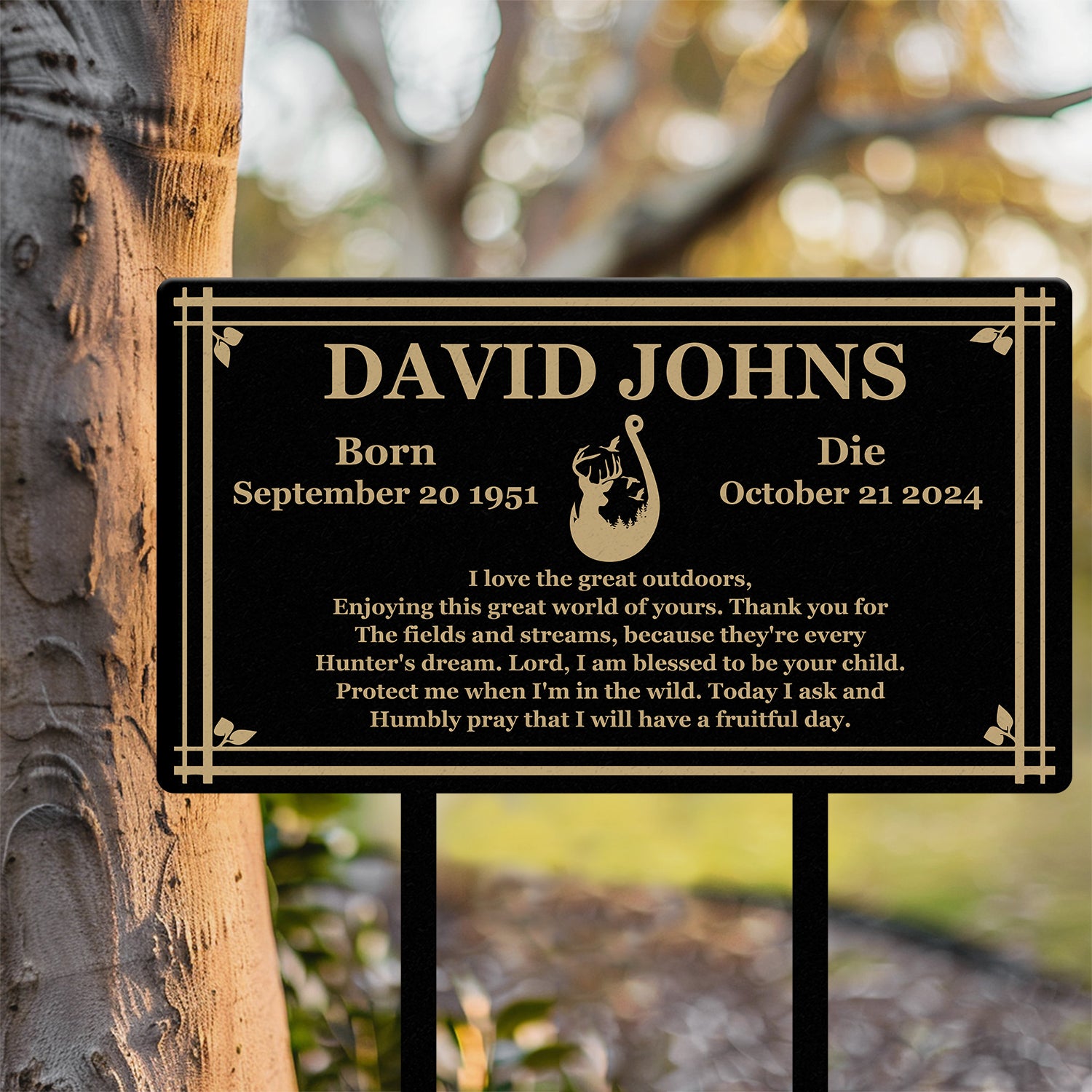 Custom Hunting Memorial Stake - Cemetery Grave Marker, Fishing Memorial Stake, In Memory of Hunter or Fisher, Sympathy Gift for Dad