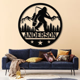 Custom Sasquatch Fishing Metal Sign - Bigfoot Mountain Yard Art, Personalized Metal Yeti Sign, Outdoor Bigfoot Yard Decor, Fishing Decor