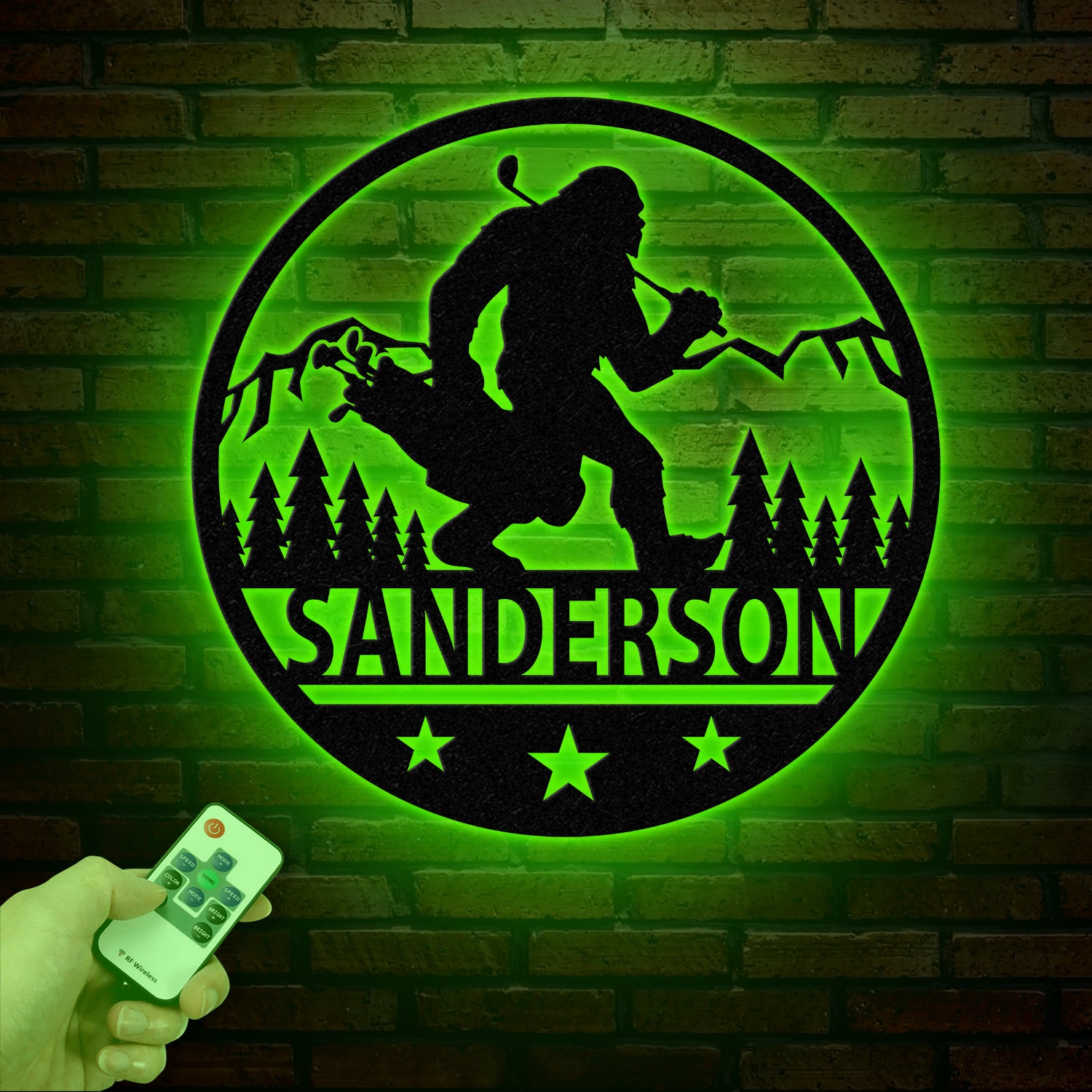 Custom Bigfoot Golfing Metal Sign with Led Light - Outdoor Sasquatch Yard Art, Bigfoot Mountain Decor, Personalized Yeti Sign, Gift for Him