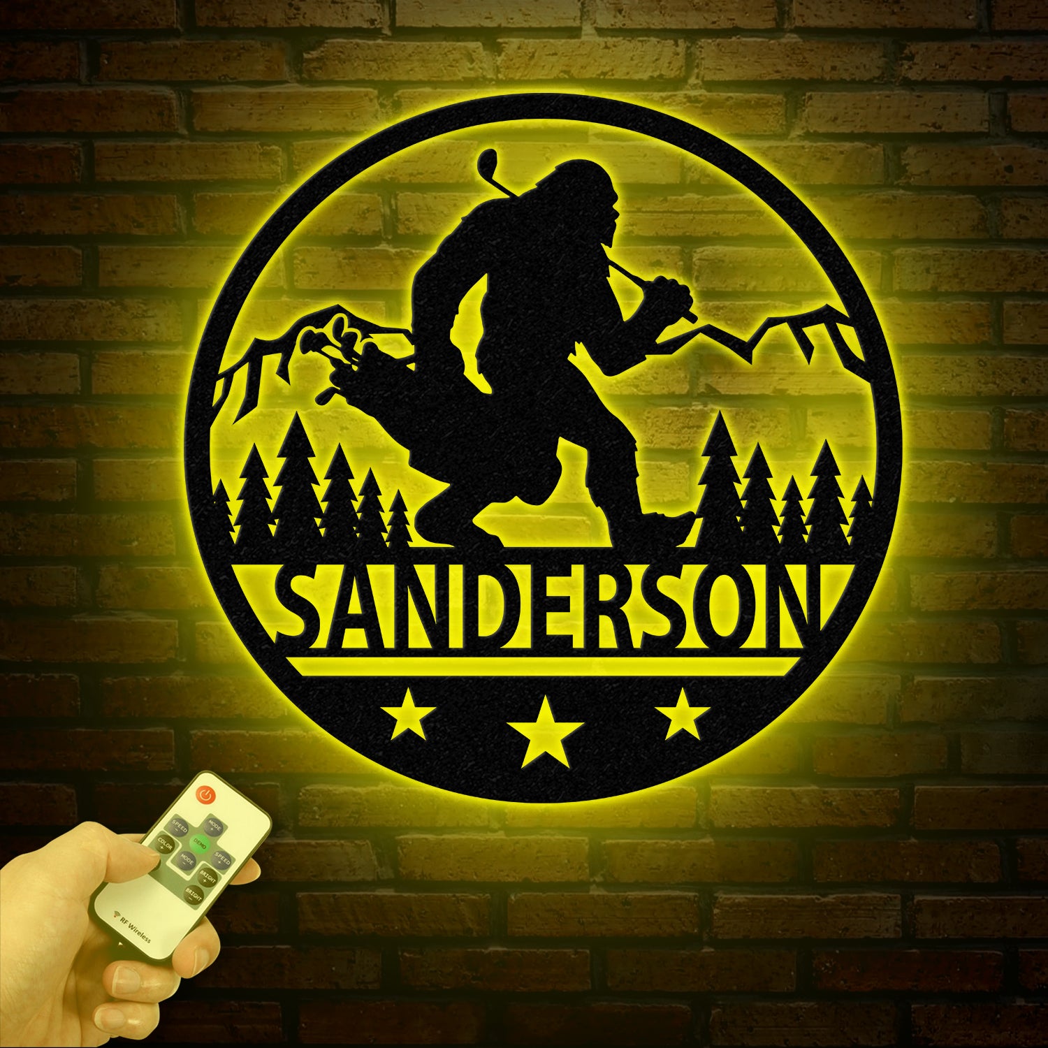 Custom Bigfoot Golfing Metal Sign with Led Light - Outdoor Sasquatch Yard Art, Bigfoot Mountain Decor, Personalized Yeti Sign, Gift for Him