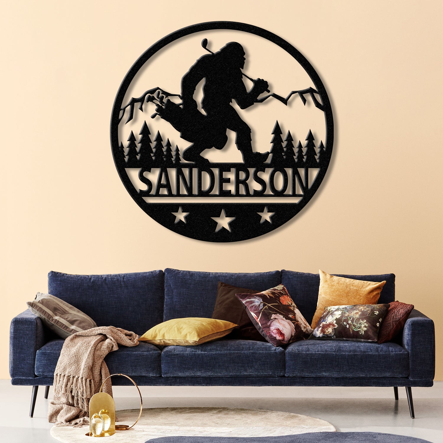 Custom Bigfoot Golfing Metal Sign with Led Light - Outdoor Sasquatch Yard Art, Bigfoot Mountain Decor, Personalized Yeti Sign, Gift for Him