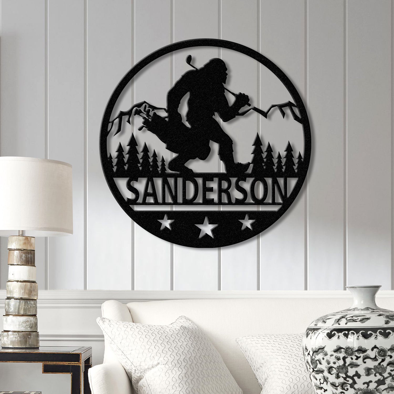 Custom Bigfoot Golfing Metal Sign with Led Light - Outdoor Sasquatch Yard Art, Bigfoot Mountain Decor, Personalized Yeti Sign, Gift for Him