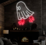 Roller Skating Ghost Neon Sign, Fun Ghost LED Wall Art, Custom Neon Roller Ghost Decor, Halloween Ghost Light, Kids Room and Party Decor