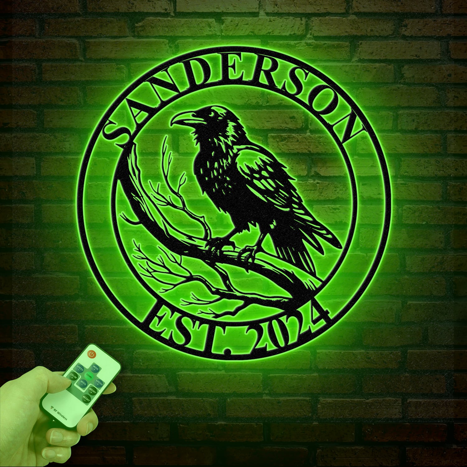 Custom Raven Metal Sign with Led Lights, Personalized Black Crow Name Sign, Metal Crow Wall Art, Raven Birdwatch Decor, Gift for Bird Lover