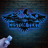 Wildlife Eagle Scene Metal Sign with Led Lights, Metal Wall Hanging, Eagle Home Decor, Metal Wall Art Decor, Homewarming Gifts
