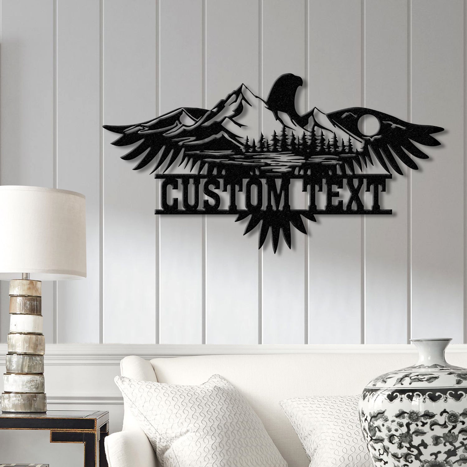 Wildlife Eagle Scene Metal Sign with Led Lights, Metal Wall Hanging, Eagle Home Decor, Metal Wall Art Decor, Homewarming Gifts