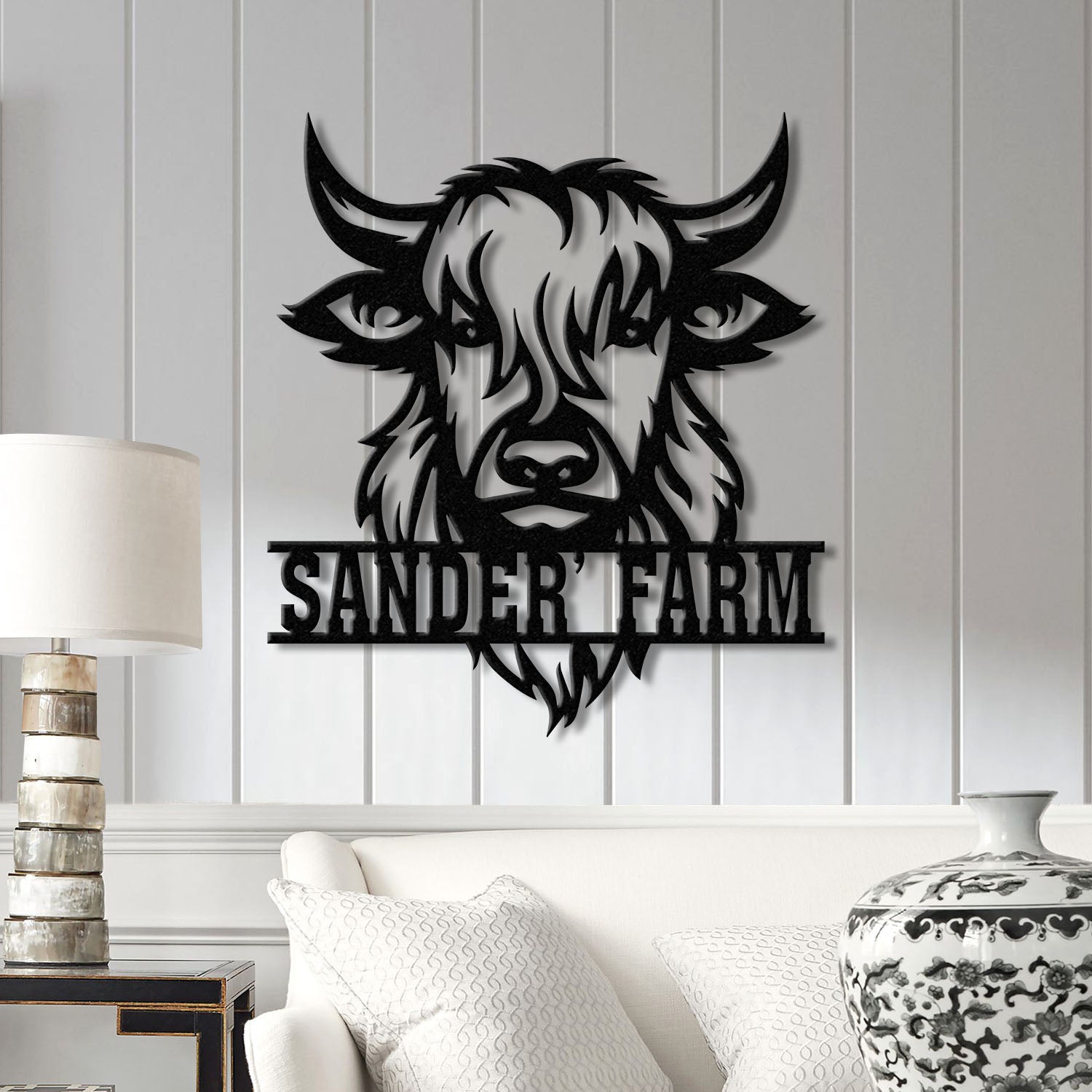 Highland Cow Metal Sign, Custom Highland Cow Wall Art, Personalized Highland Cow Farm Sign, Farmhouse Decor, Ranch Decor, Cow Door Hanger
